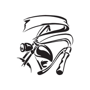Black vinyl wall decal of a stylized helmeted face