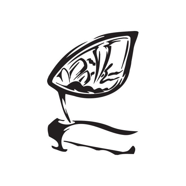 Black stylized chopper vinyl wall decal with swooping flame-like lines