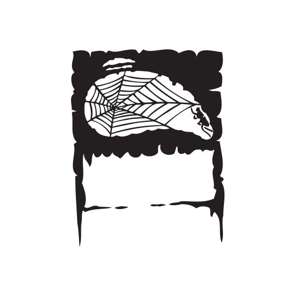 Black vinyl wall decal with white feathered profile design