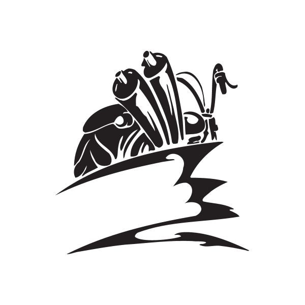 Black chopper motorcycle wall decal with dynamic swoosh