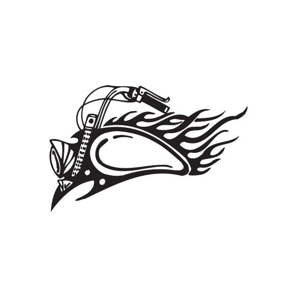 Motorcycle chopper wall decal with flame accents, vinyl