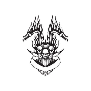Skull and crossed rifles flame wall decal in black