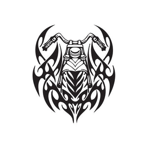 Vinyl chopper wall decal with black tribal motorcycle helmet graphic
