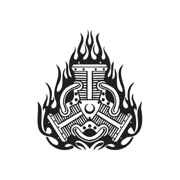 Black flame crest vinyl wall decal with ornate emblem