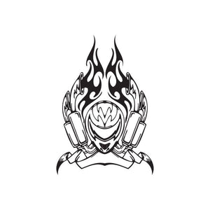 Black flame skull with headphones vinyl wall decal