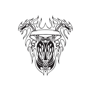 Flame tribal face vinyl wall decal in black and white