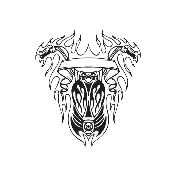 Flame tribal face vinyl wall decal in black and white