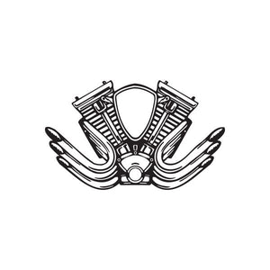 Motorcycle chopper wall decal in black vinyl outline
