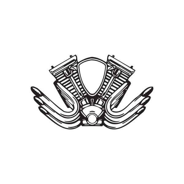 Motorcycle chopper wall decal in black vinyl outline
