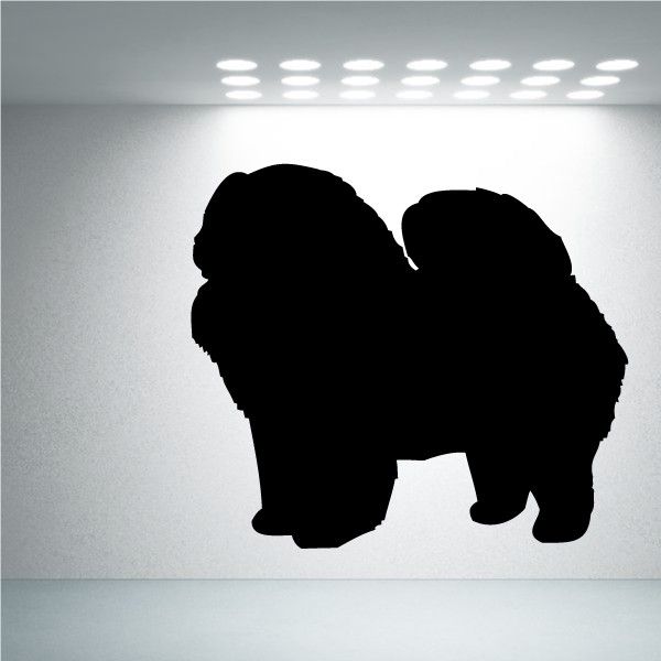Chow Chow dog decal, black silhouette of standing dog