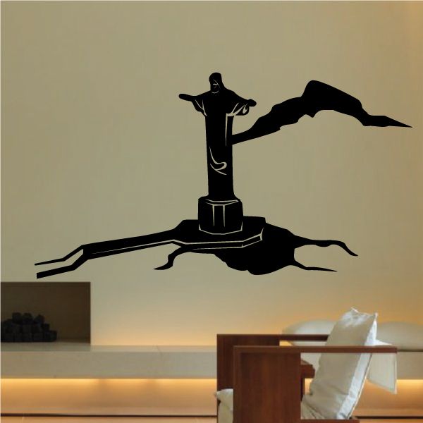 Christ the Redeemer decal, black silhouette of standing statue with arms outstretched