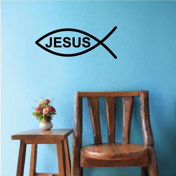 Jesus fish decal with 'JESUS' lettering