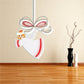 Angel ornament decal with ribbon print, white wings and red-trim dress