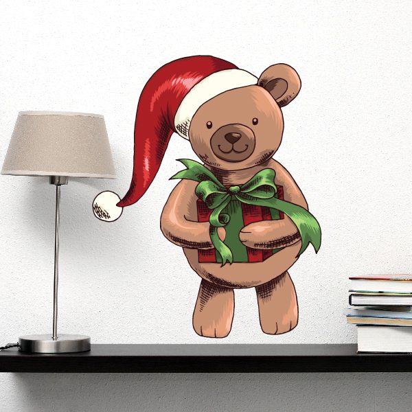 Image of Christmas Bear Helper Wall Decal - Vinyl Car Sticker - Uscolor006