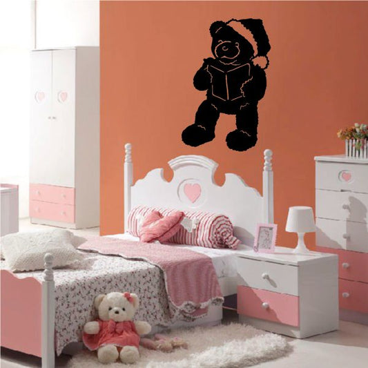 Image of Christmas Bear Reading Decal