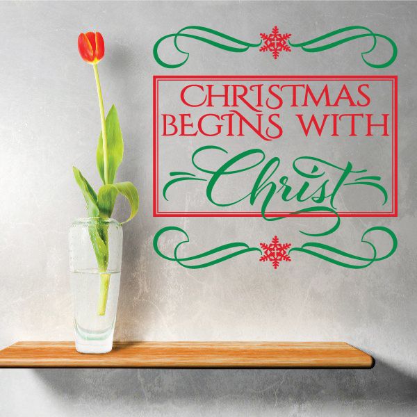 Image of Christmas Begins with Christ Printed Decal