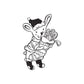 Black and white bunny character decal holding a Christmas stocking with ribbon