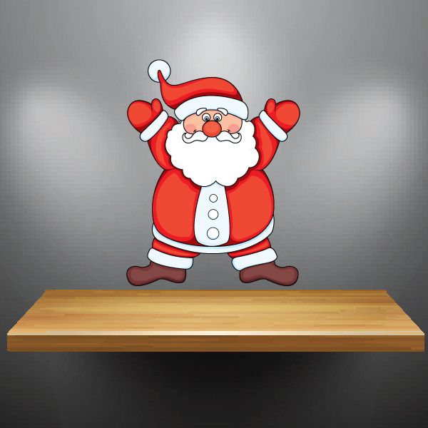 Image of Christmas Cartoon Santa Jumping Sticker