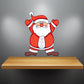Cartoon Santa jumping sticker with red suit, white beard, and black boots