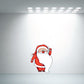 Cartoon Santa waving sticker with red suit and hat, white beard and trim