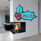 Holly berries wall sticker with blue leaves, red berries, and “Christmas Cheer” text.