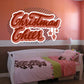 Christmas cheer wall decal with hanging ornament icons and cursive lettering