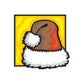 Santa hat sticker with white beard and red hat, illustrated side profile
