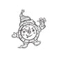 Christmas clock character decal, smiling mascot with party hat and gift