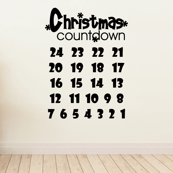 Christmas countdown wall decal with numbers 1–24 and Christmas Countdown text