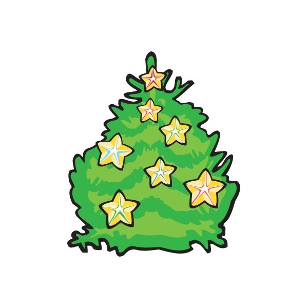 Image of Christmas Decorated Tree with Stars Sticker