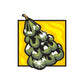 Christmas tree decoration sticker: dark green tree with white sparkles on yellow square
