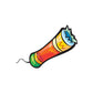 Christmas firecracker sticker with colorful burst design and black outline