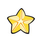 Yellow star sticker decoration with white accents and black border