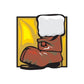Santa boot sticker with white cuff and red-brown leather detail