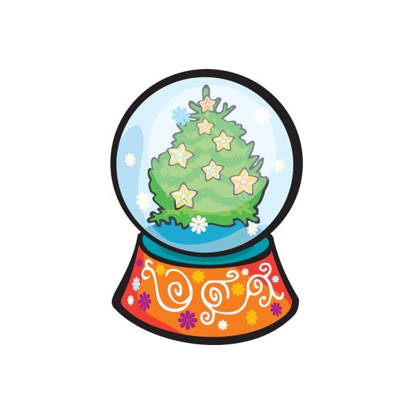 Image of Christmas Decoration Tree Snow Globe Sticker