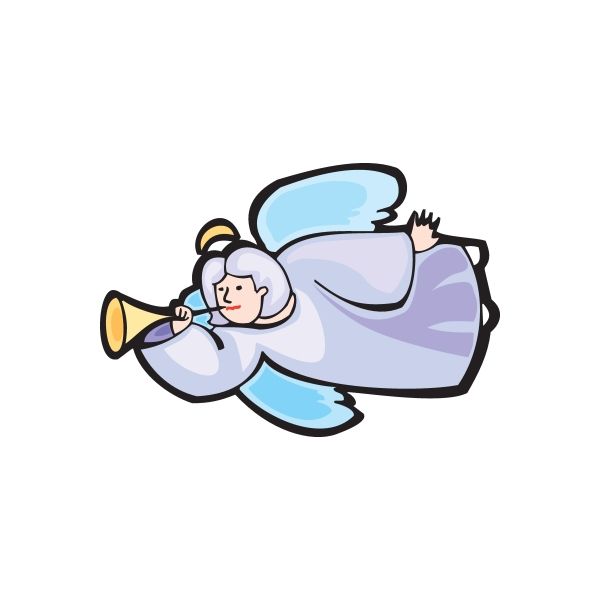 Image of Christmas Decoration Winged Angel Blowing Horn Sticker