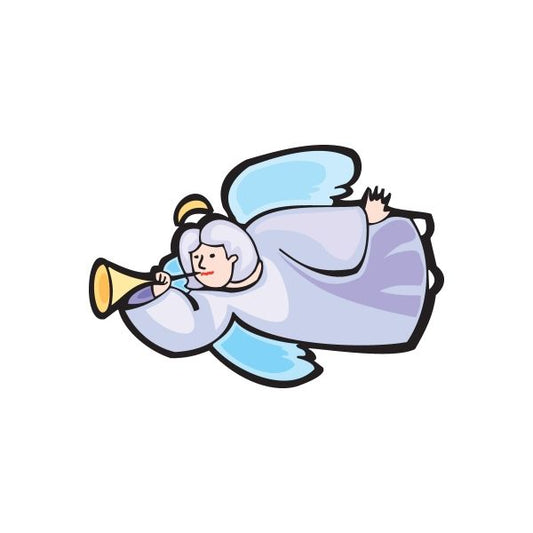 Image of Christmas Decoration Winged Angel Blowing Horn Sticker
