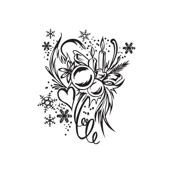 Image of Christmas Decorations Heart and Ornaments Intricate Decal