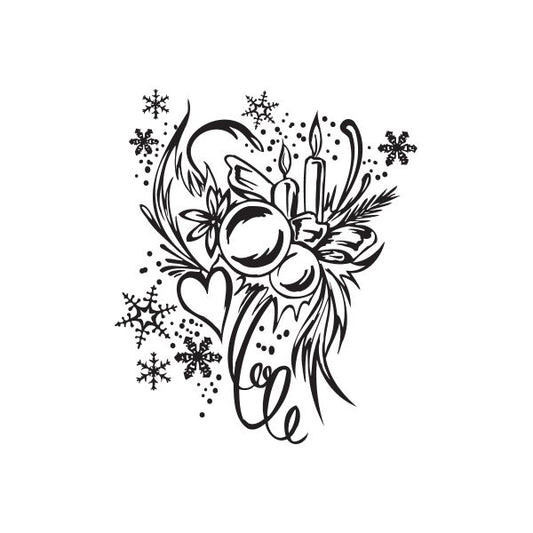 Image of Christmas Decorations Heart and Ornaments Intricate Decal