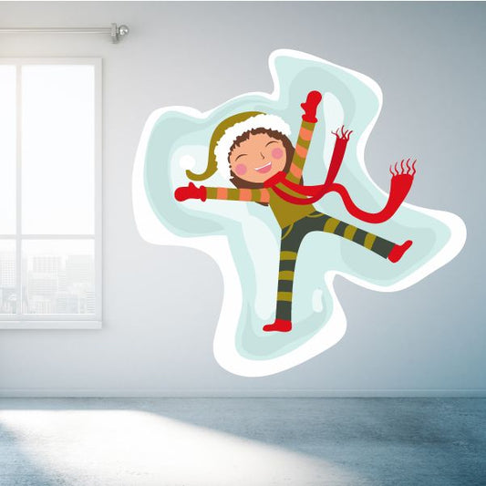 Image of Christmas Elf Making Snow Angels Sticker