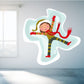 Green Christmas elf snow angel pose sticker with red details