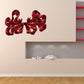 Red Christmas ribbon bow sticker with swirled ribbon loops