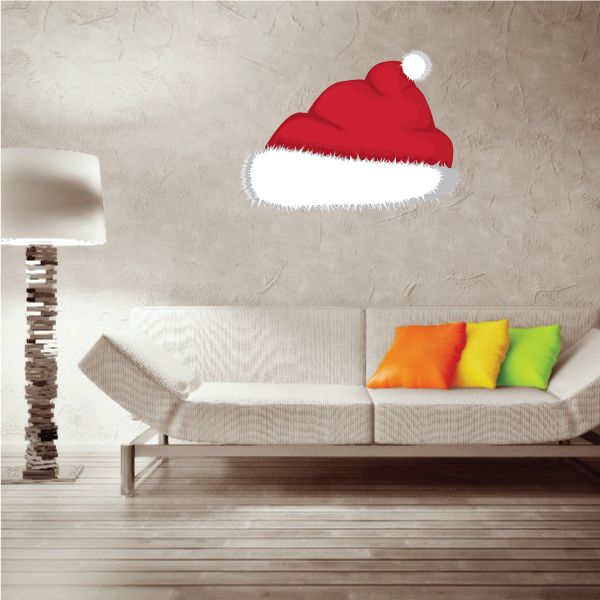 Image of Christmas Fluffy Santa Hat Sticker