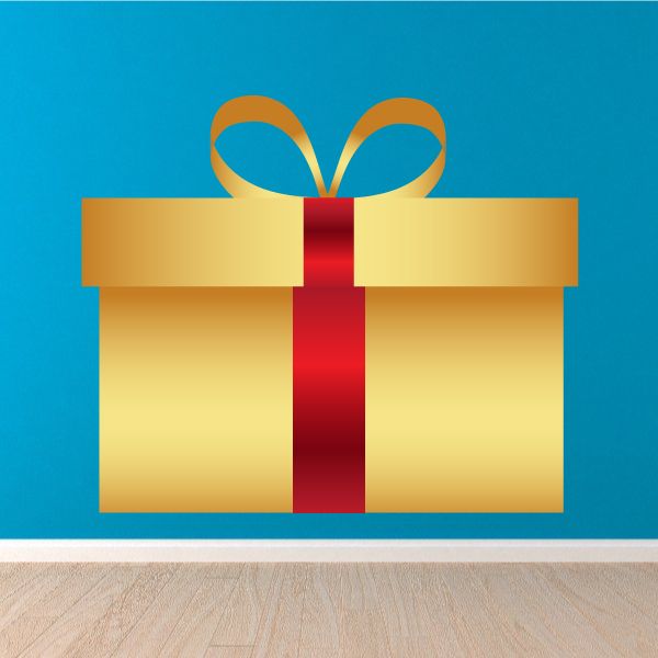 Image of Christmas Golden Present Sticker