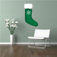 Christmas stocking wall sticker, dark green with white snowflake and white cuff