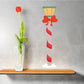 Christmas light pole decoration sticker with red bow and red-and-white striped stem