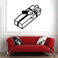 Long present ribbon wall decal with bow, black outline on white