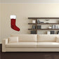 Red Christmas stocking sticker with white fuzzy trim and small dot pattern