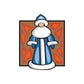 Christmas male doll decoration sticker of hooded man in blue-and-white robe