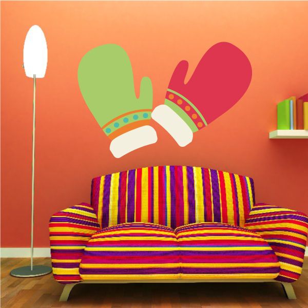 Image of Christmas Mittens Decorations Wall Decal - Vinyl Sticker - Car Sticker - IDCOLOR028